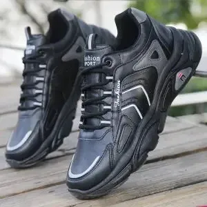 2023 Autumn New Men's Leather Sneakers Fashionable and Comfortable Casual Men's Shoes Outdoor Non-slip Running Shoes