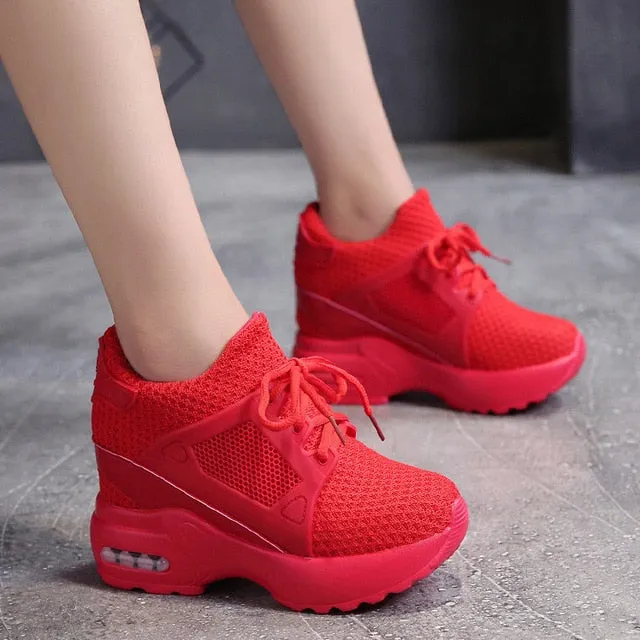 Amozae height increasing shoes woman platform sneakers women running shoes breathable mesh sports shoes for ladies chunky sneakers