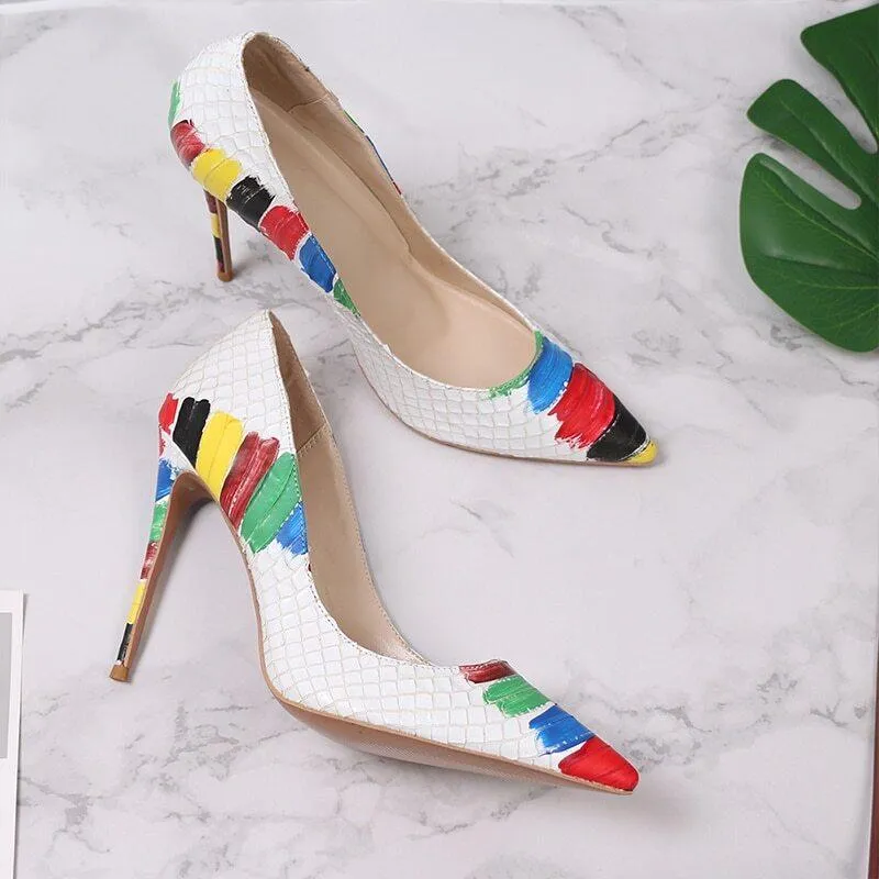 Artistic Multi-Color Exotic Stiletto Heels