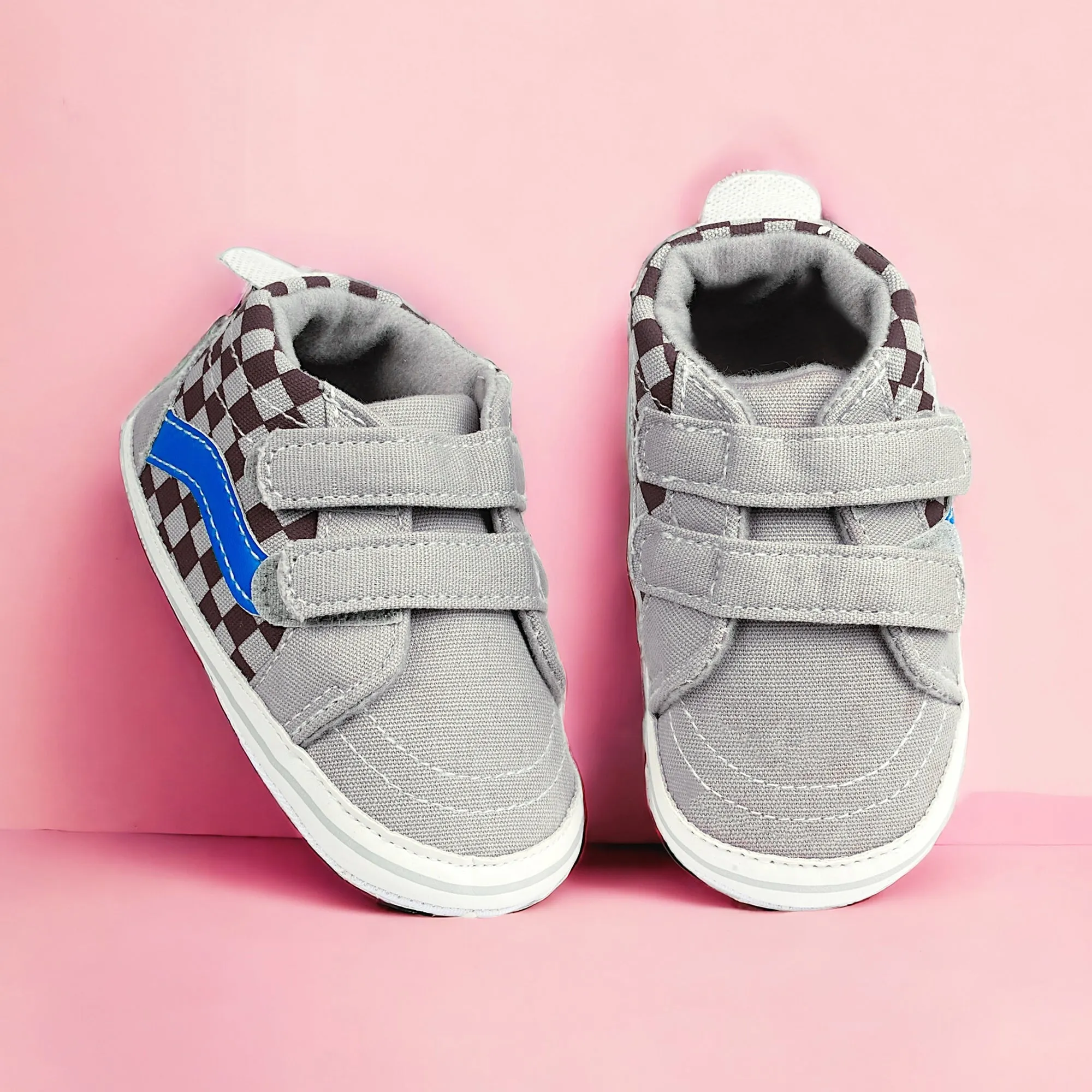 Baby Moo Stylish Casual Velcro Straps Anti-Skid Sneakers - Grey