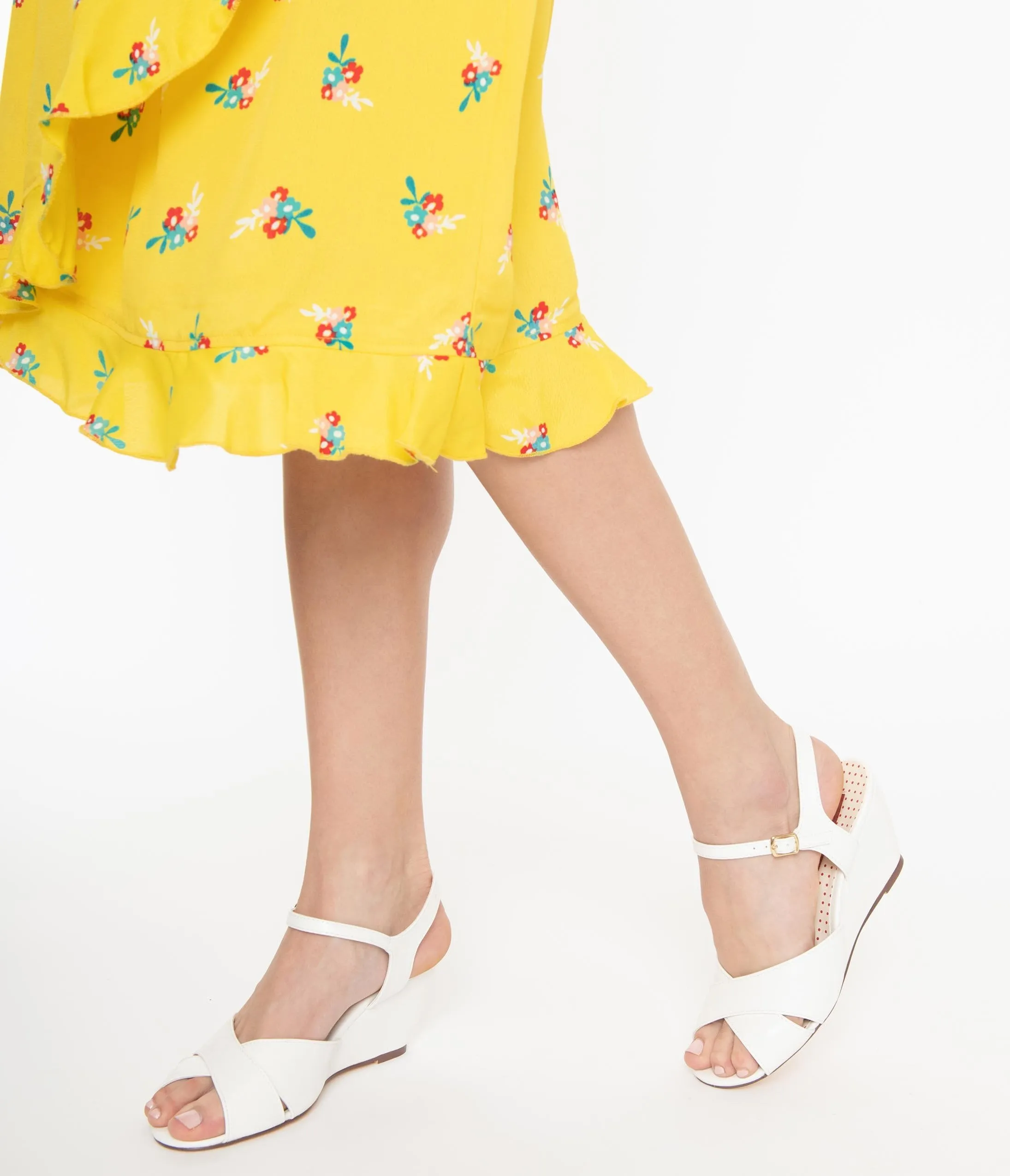 B.A.I.T. White Textured Leatherette Peep Toe Dima Wedges