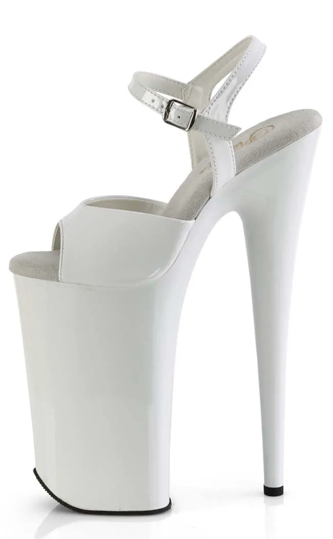 BEYOND-009 White Patent 10 Inch Heels