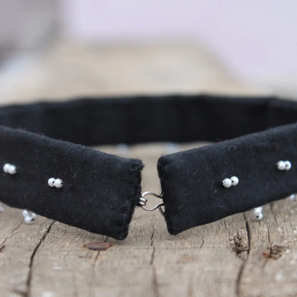 Black bead triangle boho choker