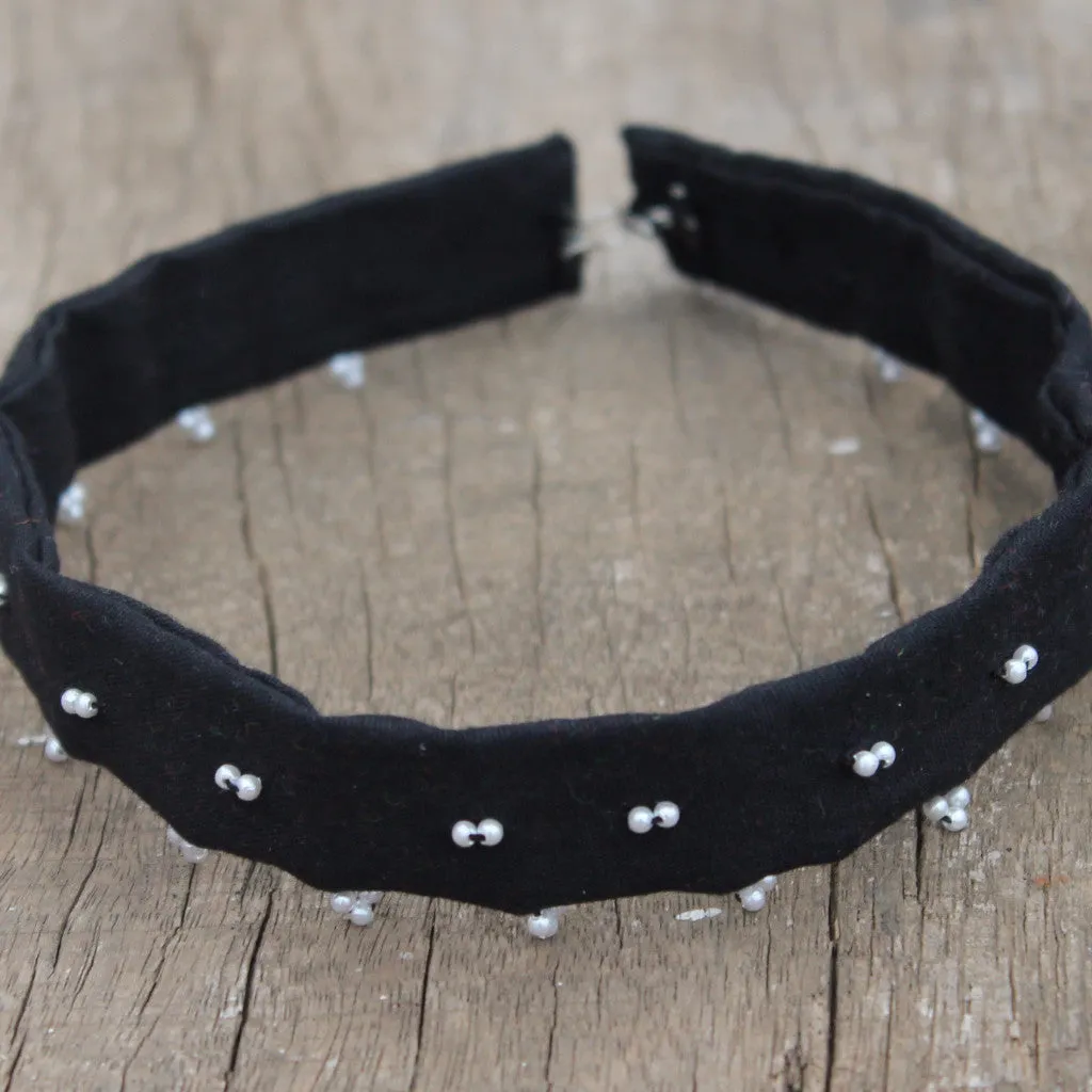 Black bead triangle boho choker