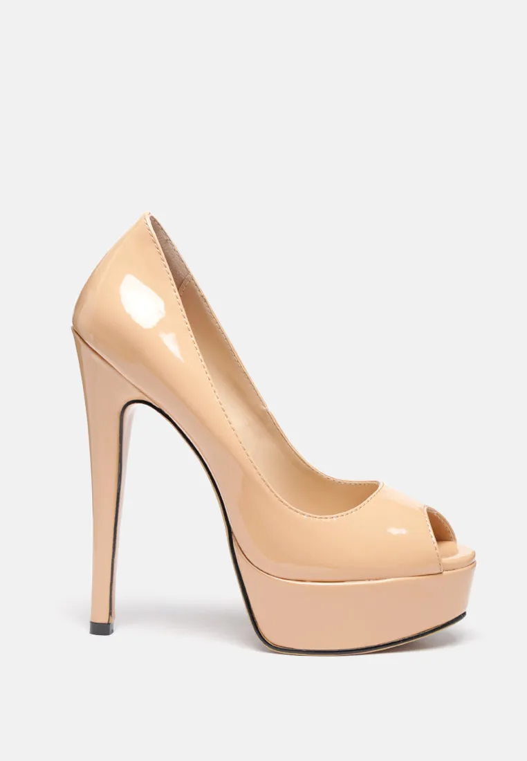 BRIELLE Peep Toe Stiletto Sandals In Latte