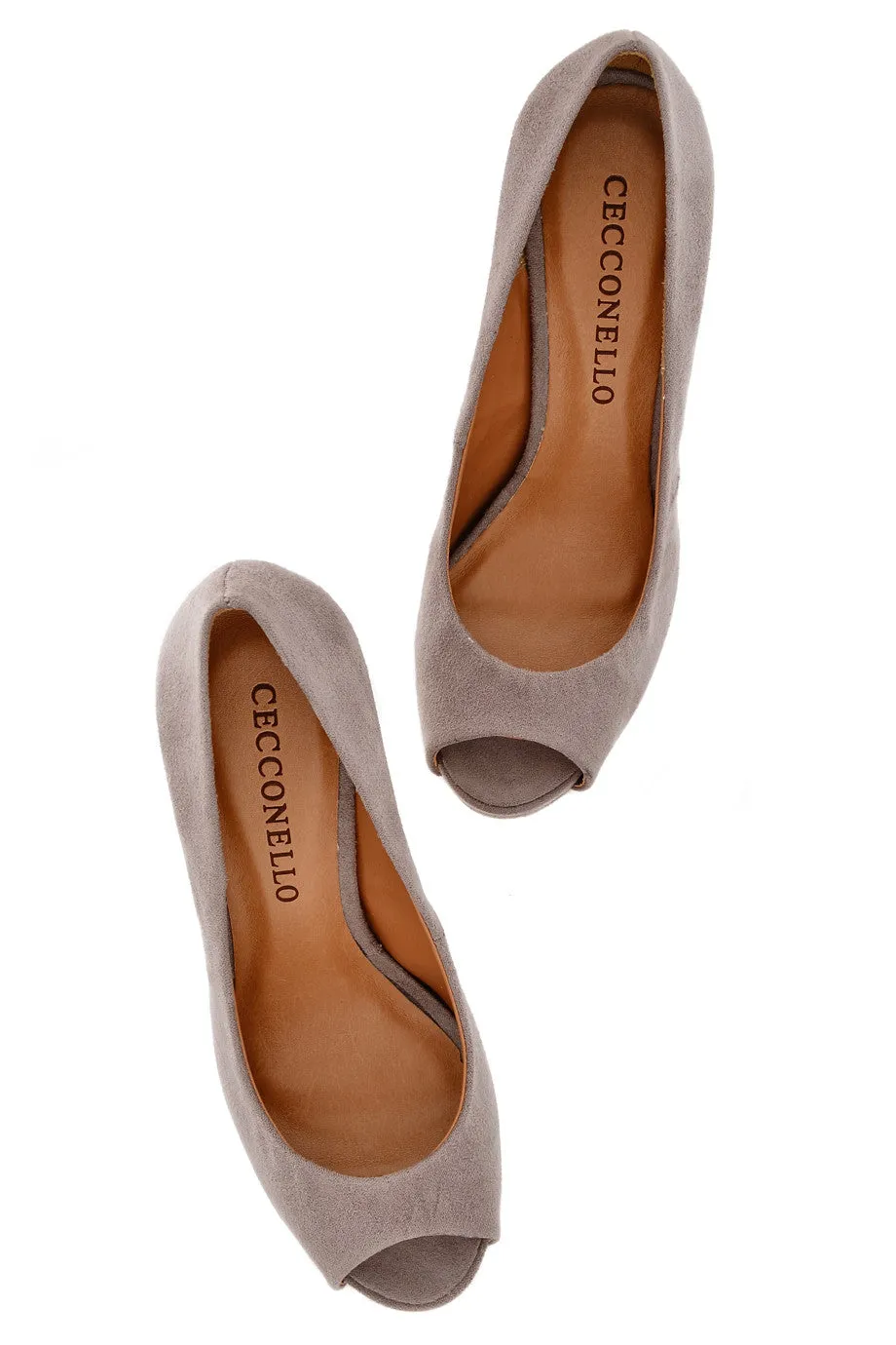 CECCONELLO DREA Gray Suede Peep Toe