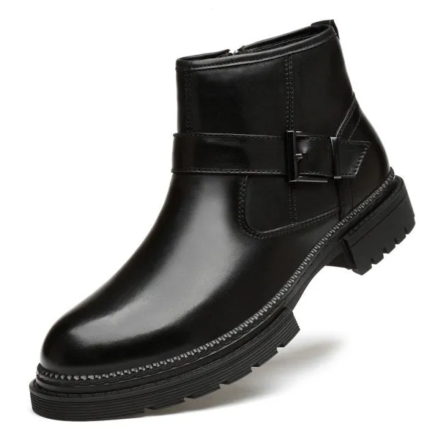 Chic CrocLeather Round Toe Zipper Work Boots