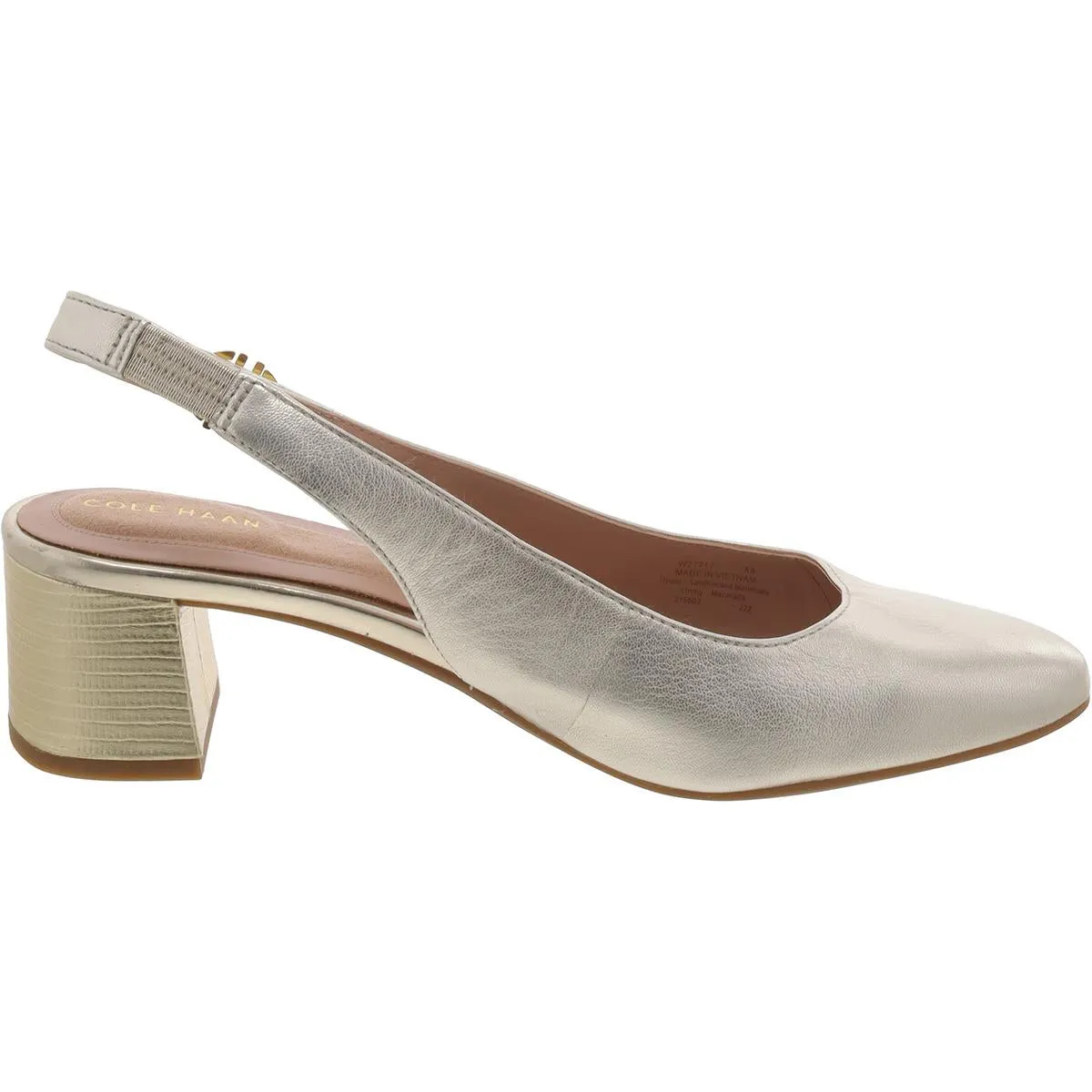 Cole Haan Womens Leather Metallic Slingback Heels