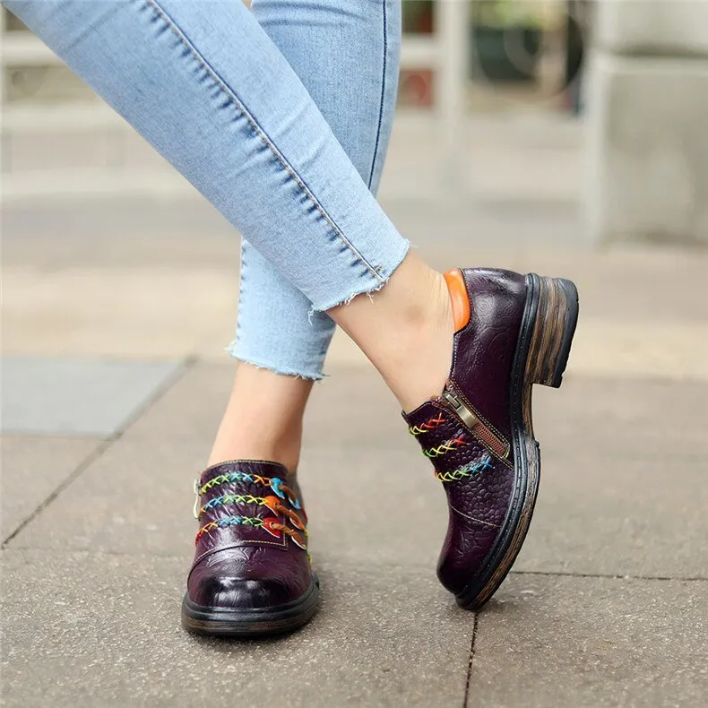 Colorful CrocLuxe Leather Round Toe Fashion Flats