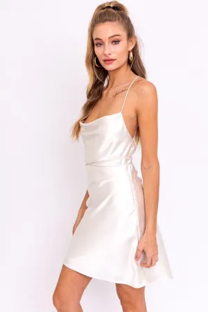 Cowl Neck Criss-Cross Strap Slip Dress