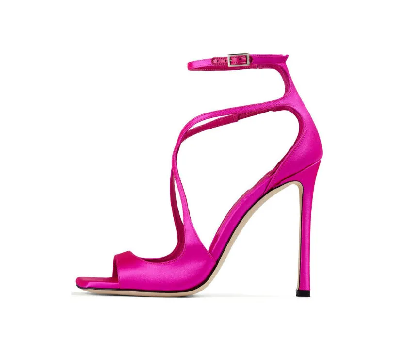 Cross Strap Hollow Ankle Buckle Stiletto Heels