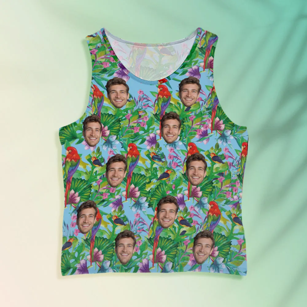 Custom Face Tank Tops Men's Sleeveless Shirt Parrot