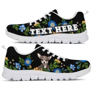 Custom Name Chihuahua Sneaker, Chihuahua Colorful Floral Flower Dog Lovers Sneakers Gym Running Shoes, Best Running Shoes