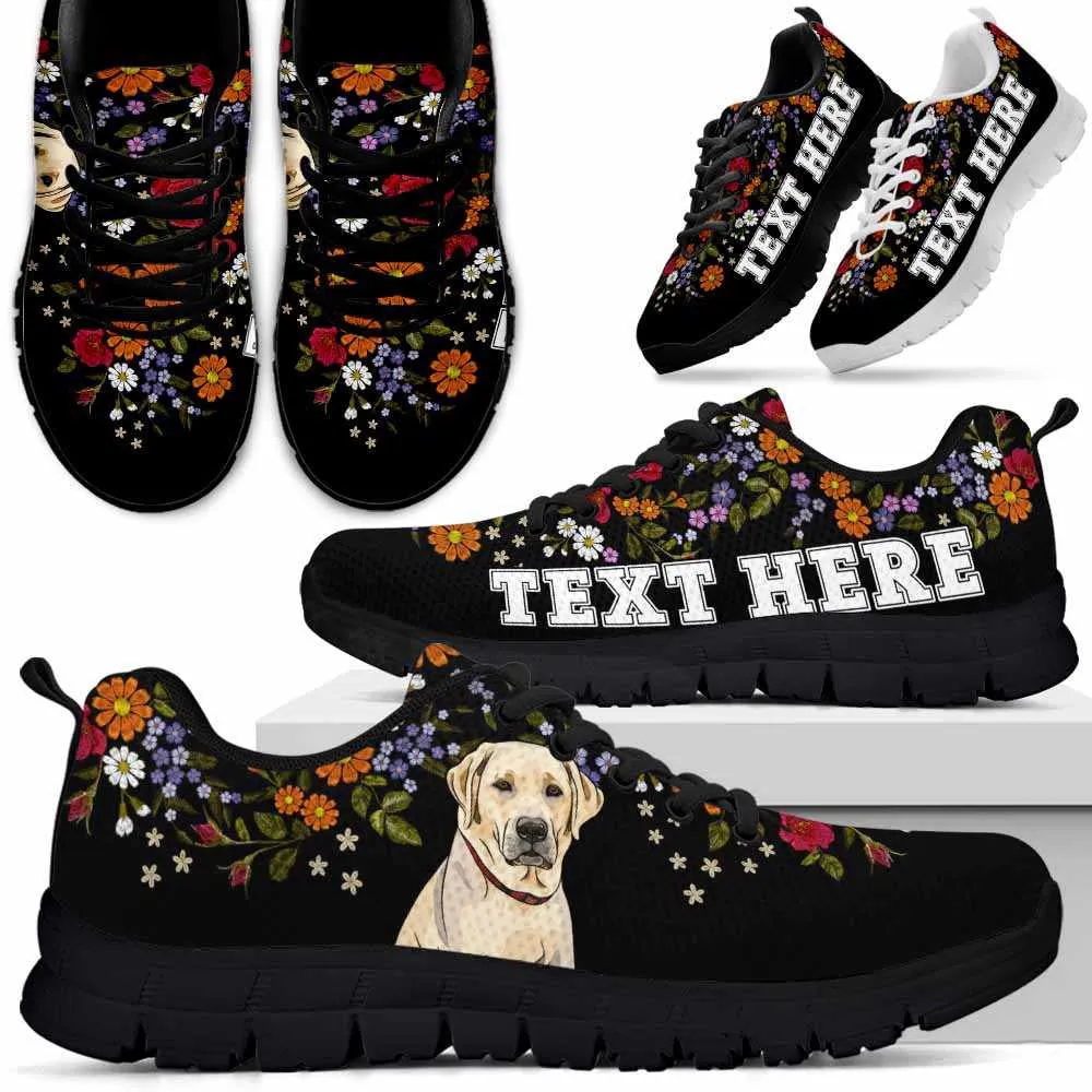 Custom Name Labrador Retriever Sneaker, Lab Flower Floral Colorful Dog Lovers Sneakers Gym Running Shoes, Best Running Shoes