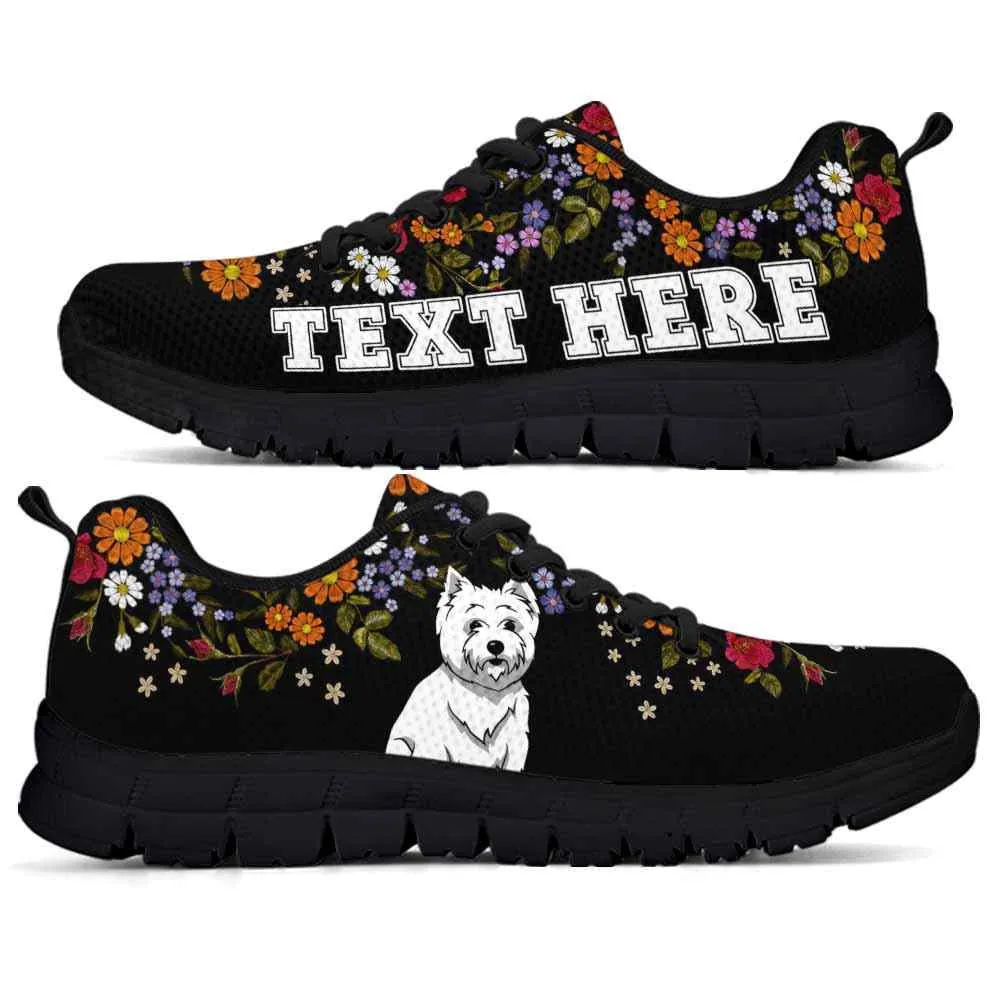 Custom Name West Highland Terrier Sneaker, Westie Flower Floral Colorful Dog Lovers Sneakers Gym Running Shoes, Best Running Shoes