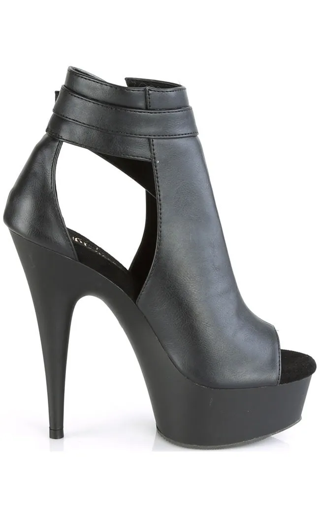 DELIGHT-600-10 Black Vegan Leather Heels