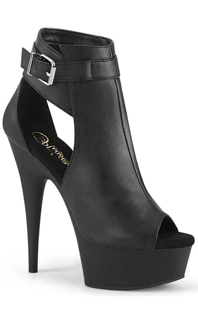 DELIGHT-600-10 Black Vegan Leather Heels