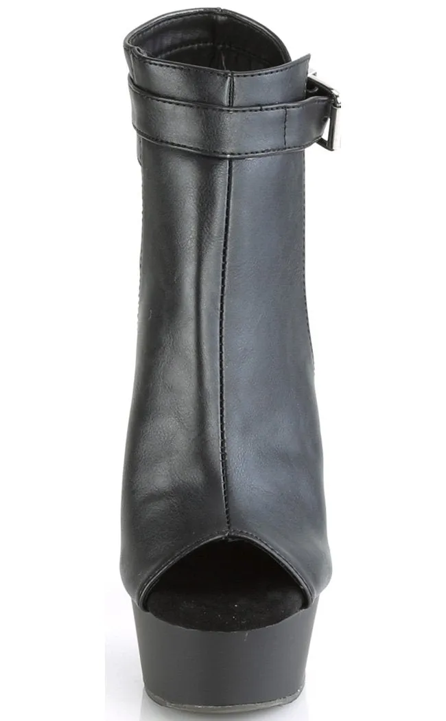 DELIGHT-600-10 Black Vegan Leather Heels