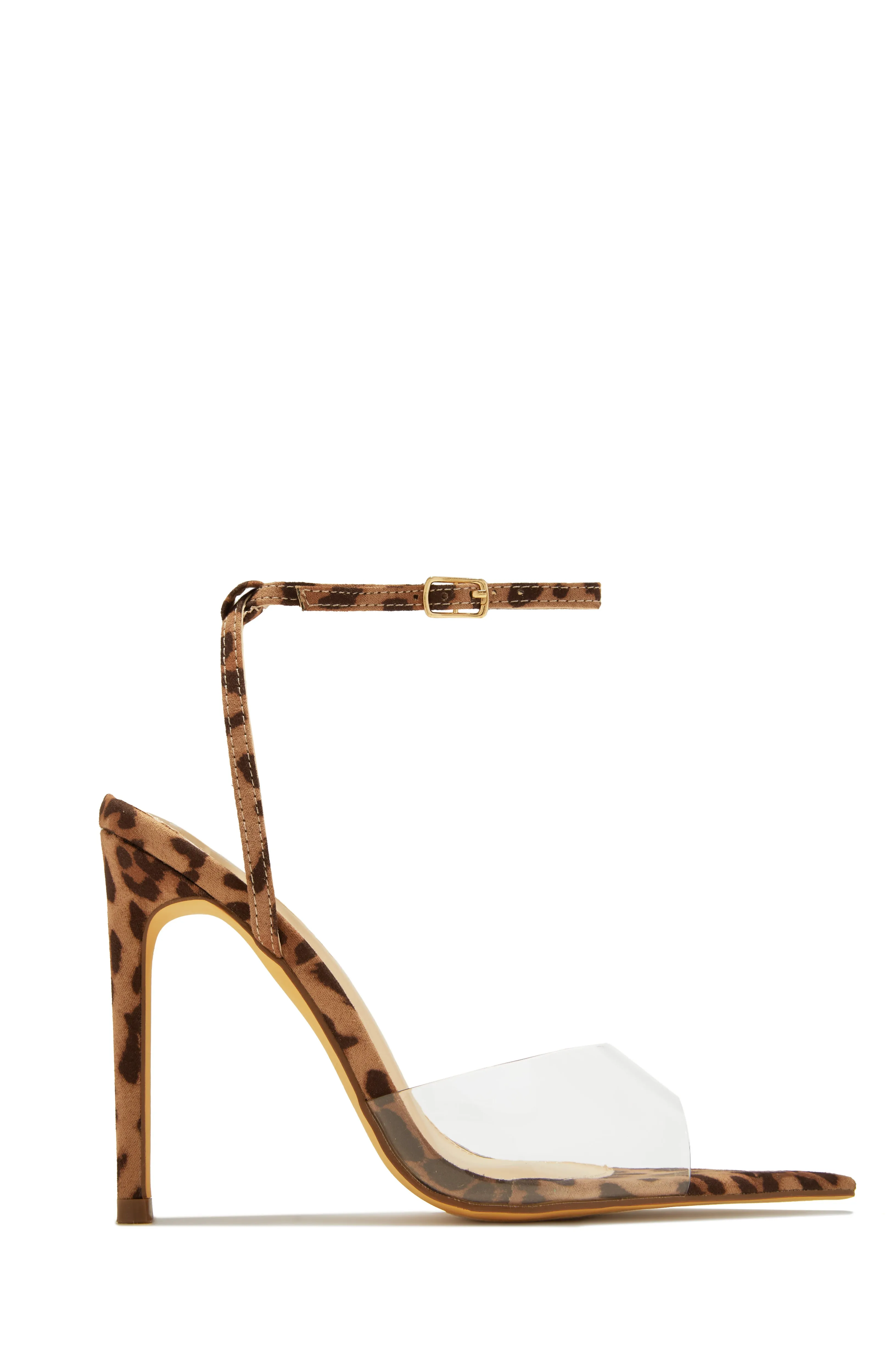 Dinner Date Clear Strap High Heels - Leopard