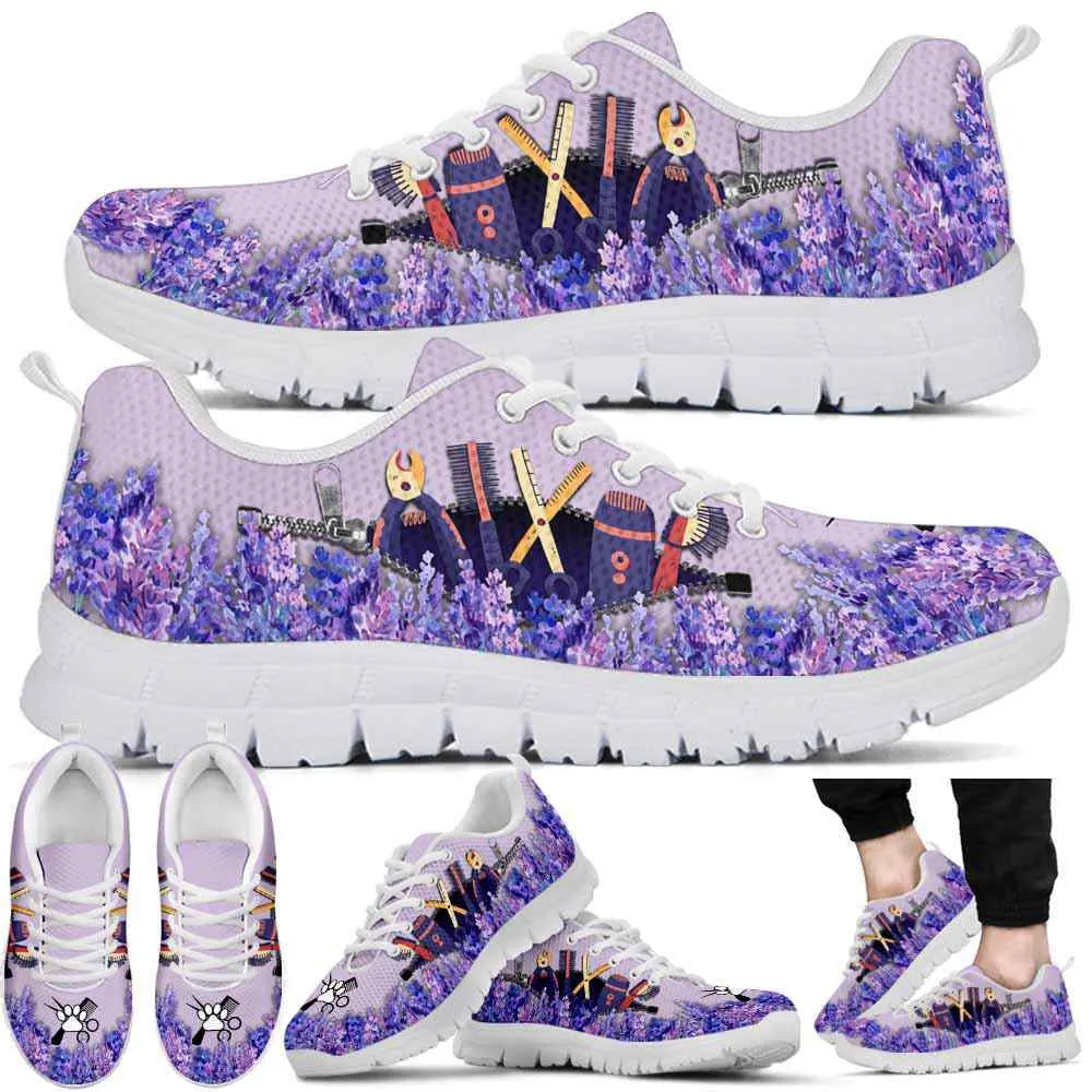 Dog Groomer Sneaker, Dog Groomer Zipper Tools Lavender Sneakers Shoes, Best Running Shoes, Unique Gifts For Dog Lovers