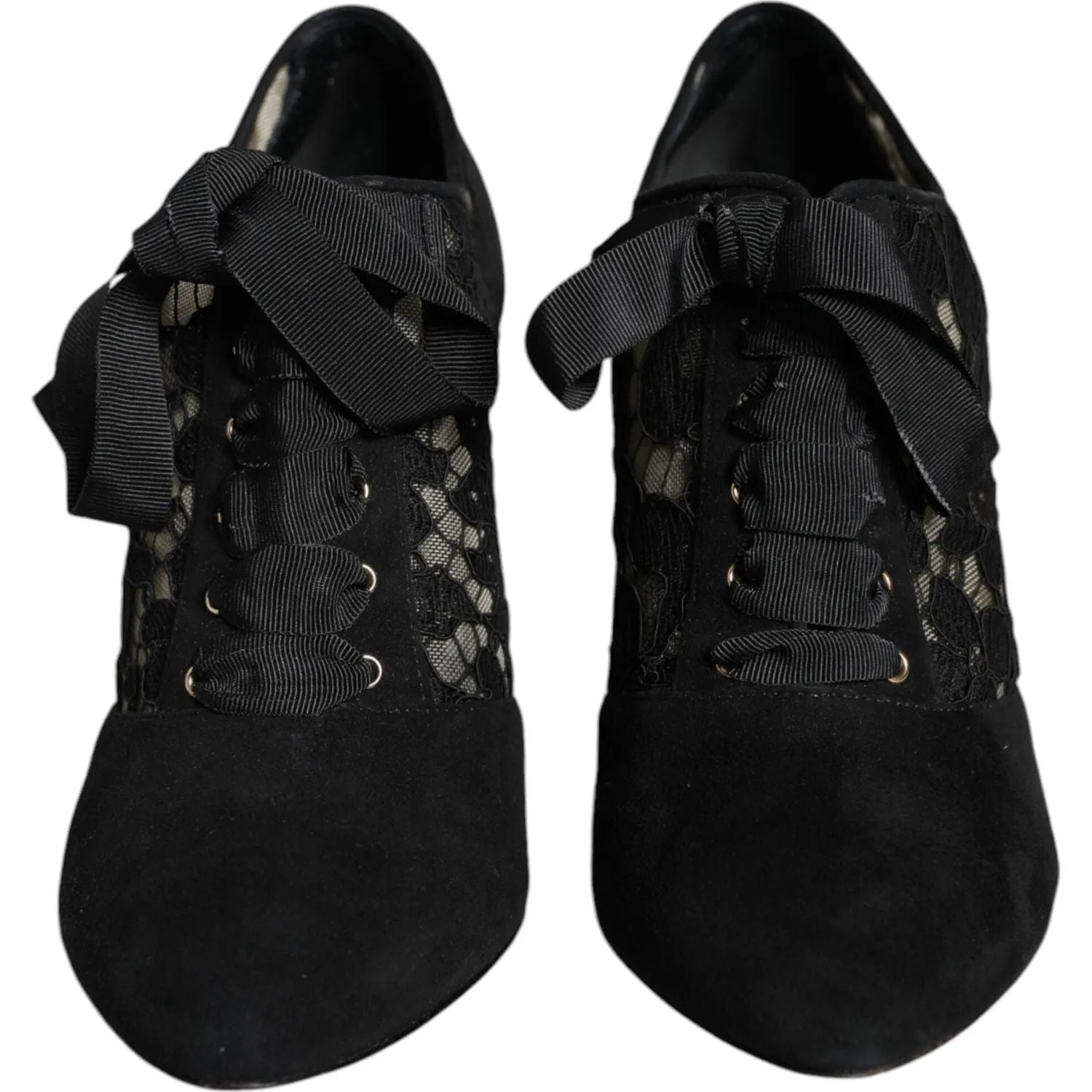 Dolce & Gabbana Black Taormina Lace Up Stretch Heels Shoes