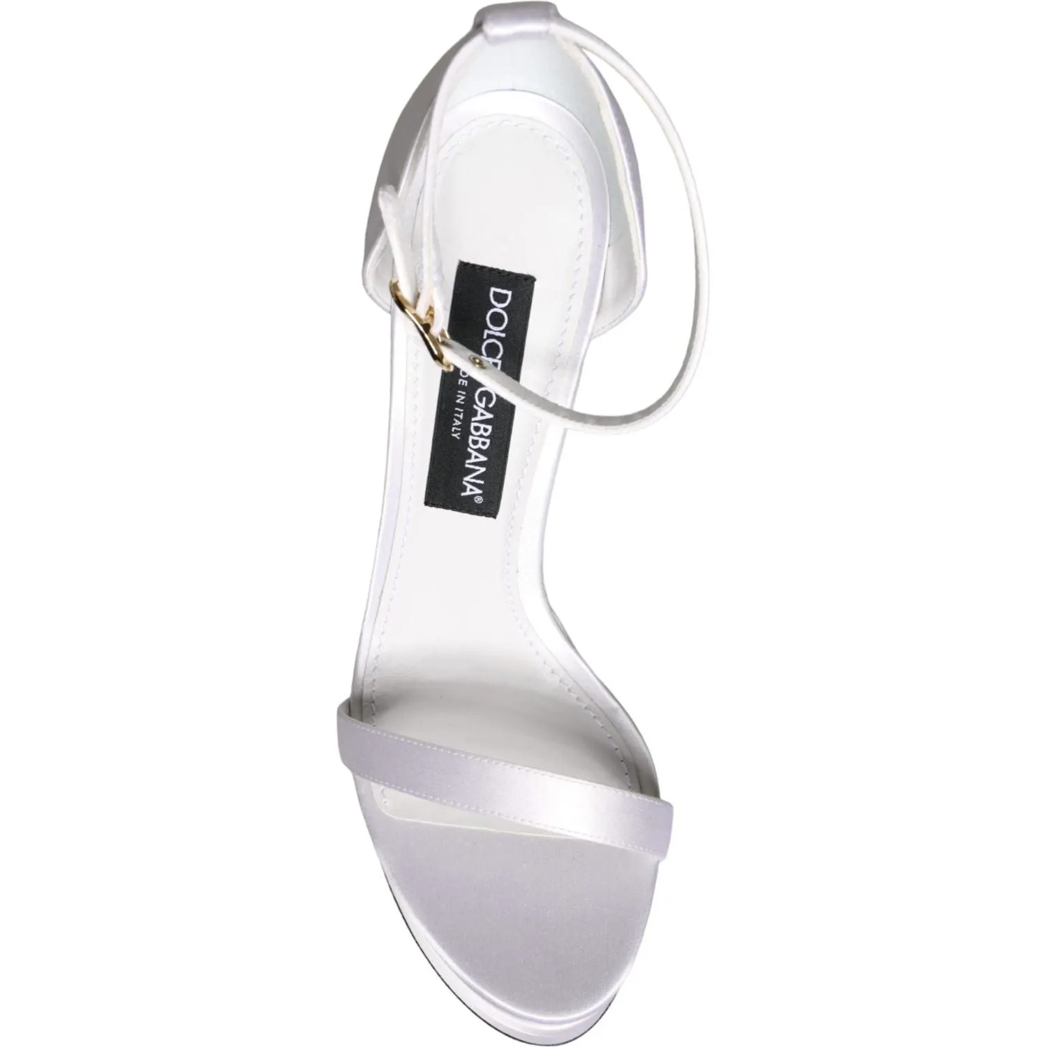 Dolce & Gabbana White Keira Satin Ankle Strap Sandals Shoes