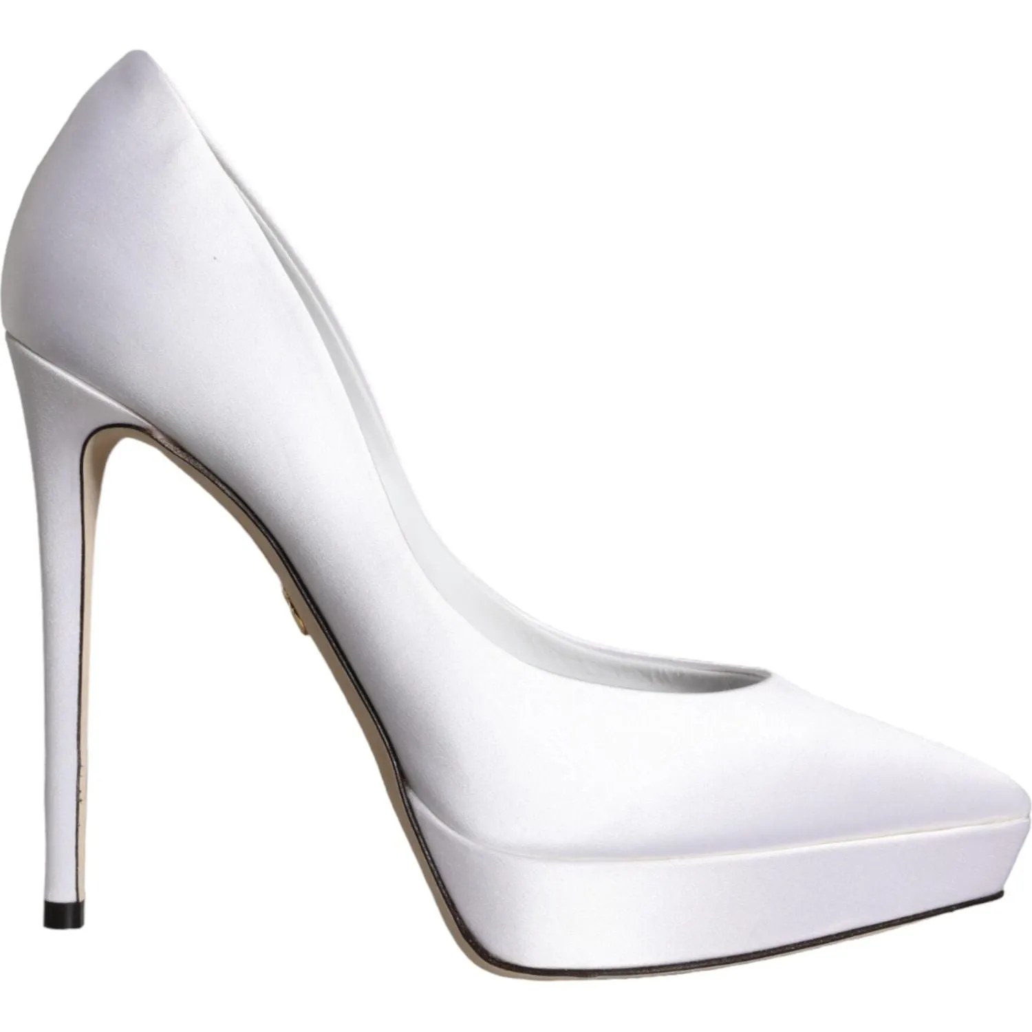 Dolce & Gabbana White Satin Platform High Heels Pumps Shoes