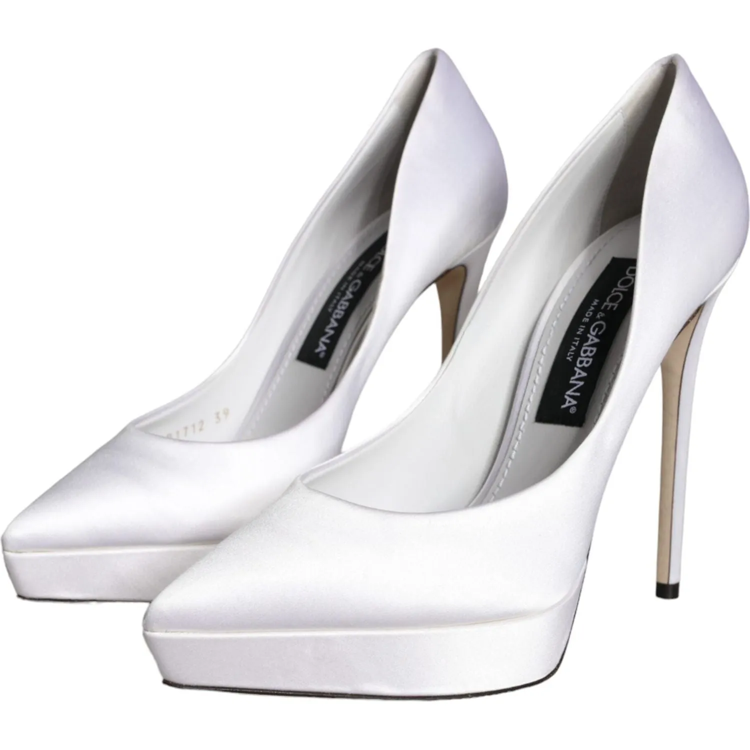 Dolce & Gabbana White Satin Platform High Heels Pumps Shoes