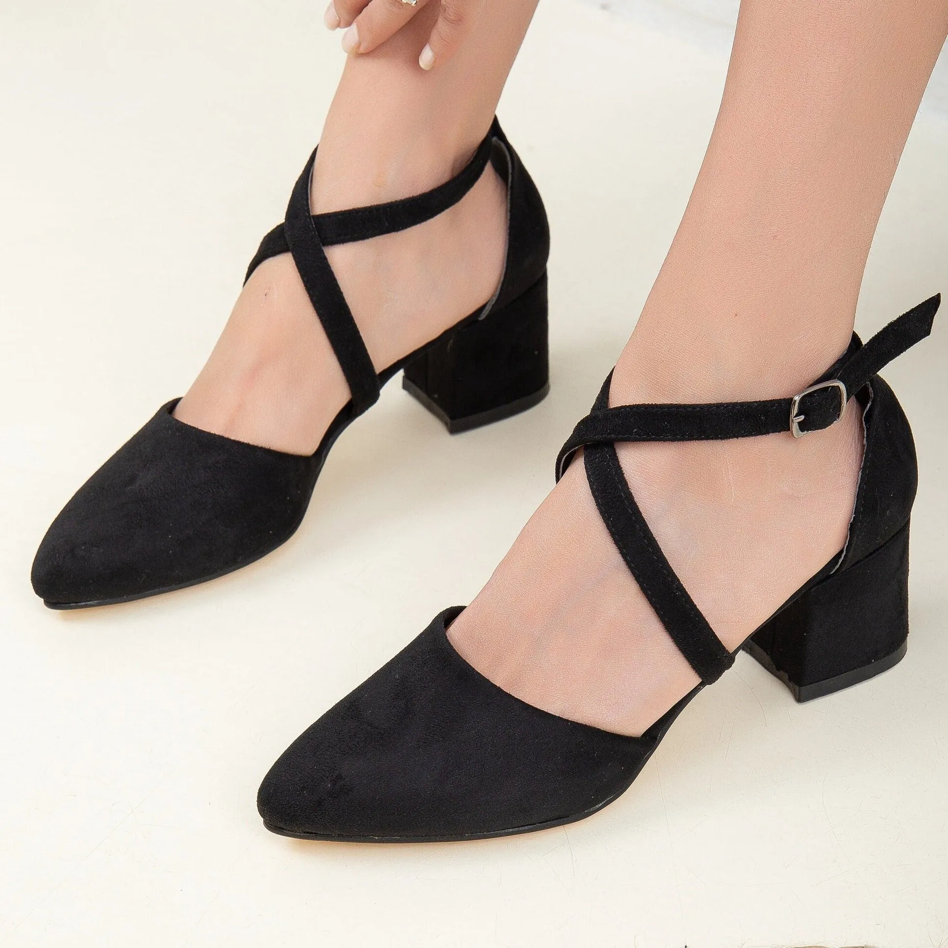 Dolly - Black Suede Heels