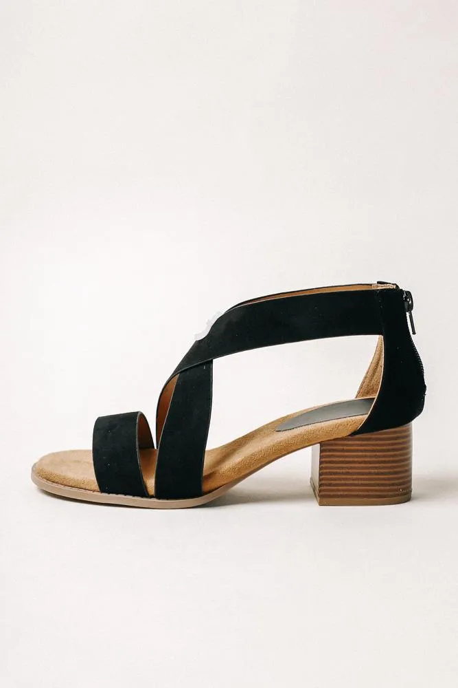 Doria Cross Strap Heels in Black