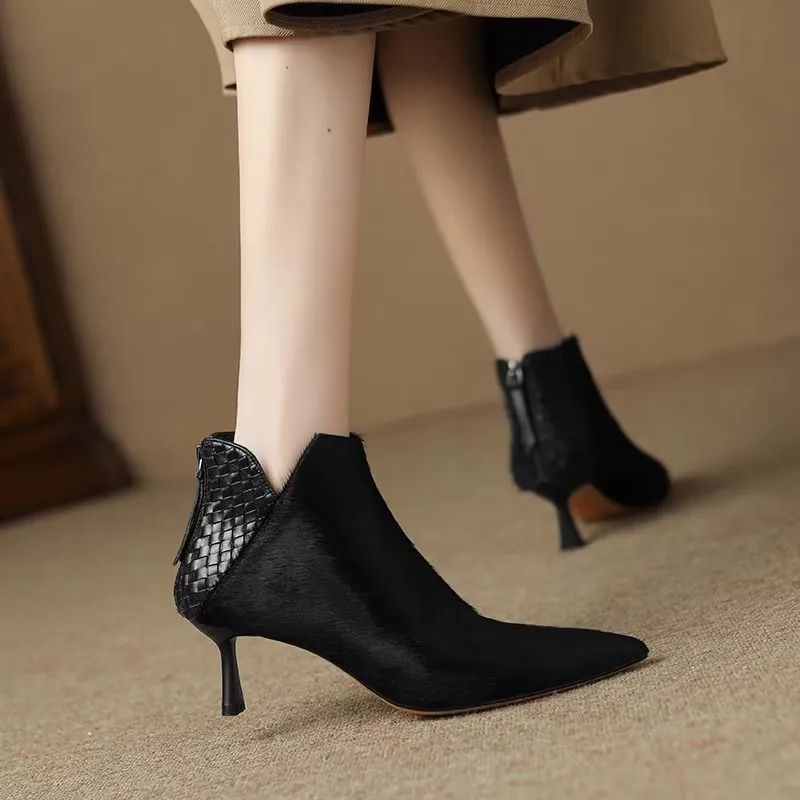 Elegant Equine Back Zipper Ankle Boots