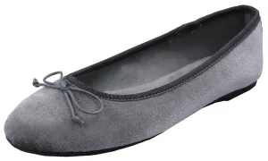 Feversole Women's Macaroon Faux Suede Memory Foam Cushion Insock Soft Ballet Flat Velvet Grey