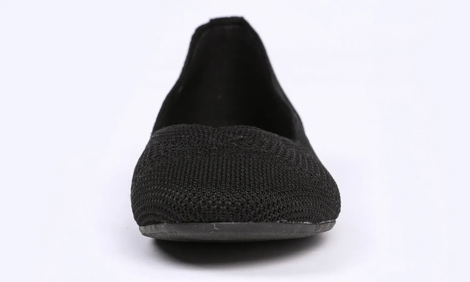 Feversole Women's Woven Fashion Breathable Knit Flat Shoes Black Ballet