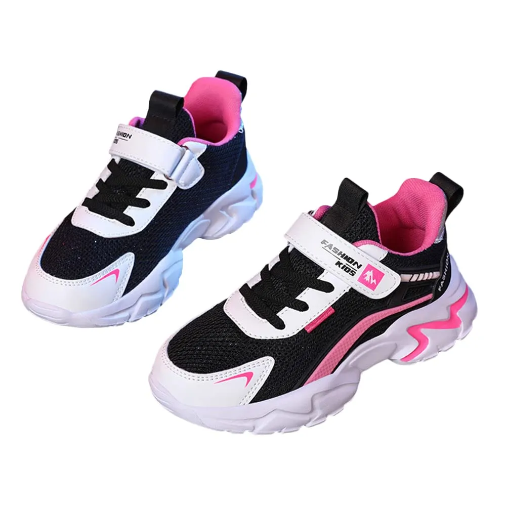 Hopscotch Girls Mesh and PU Text Print Fixed Lace Athletic Shoes in White Color, UK:1.5 (VBB-4189742)