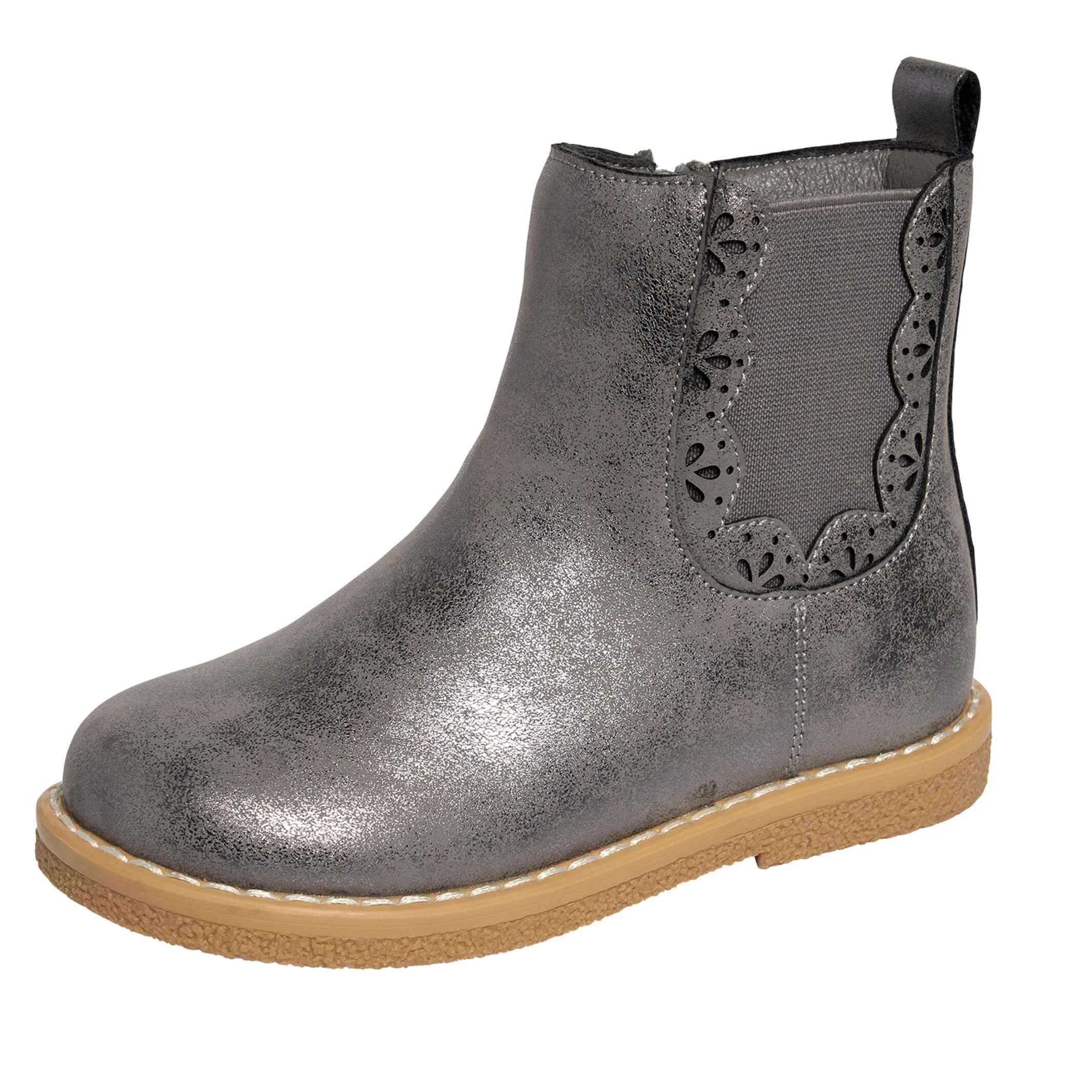 Infant & Toddler Girls Metallic Dark Grey Chelsea Boot