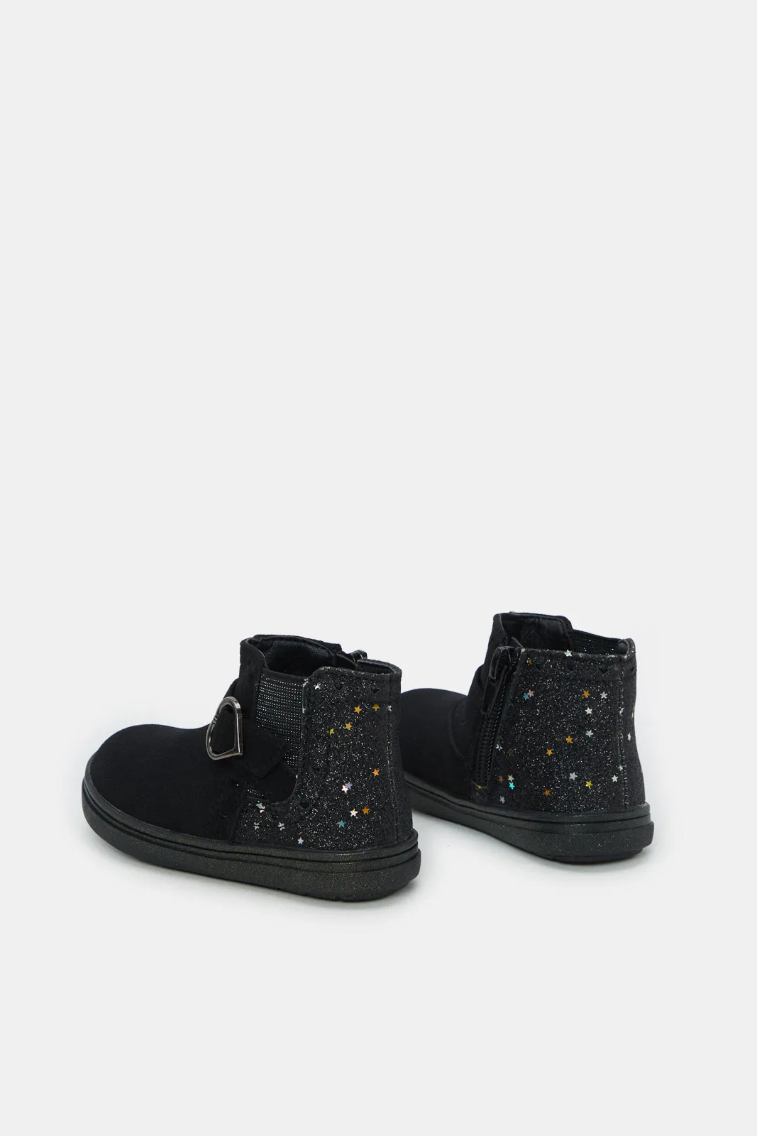 Infant Girls Black Star Ankle Boot