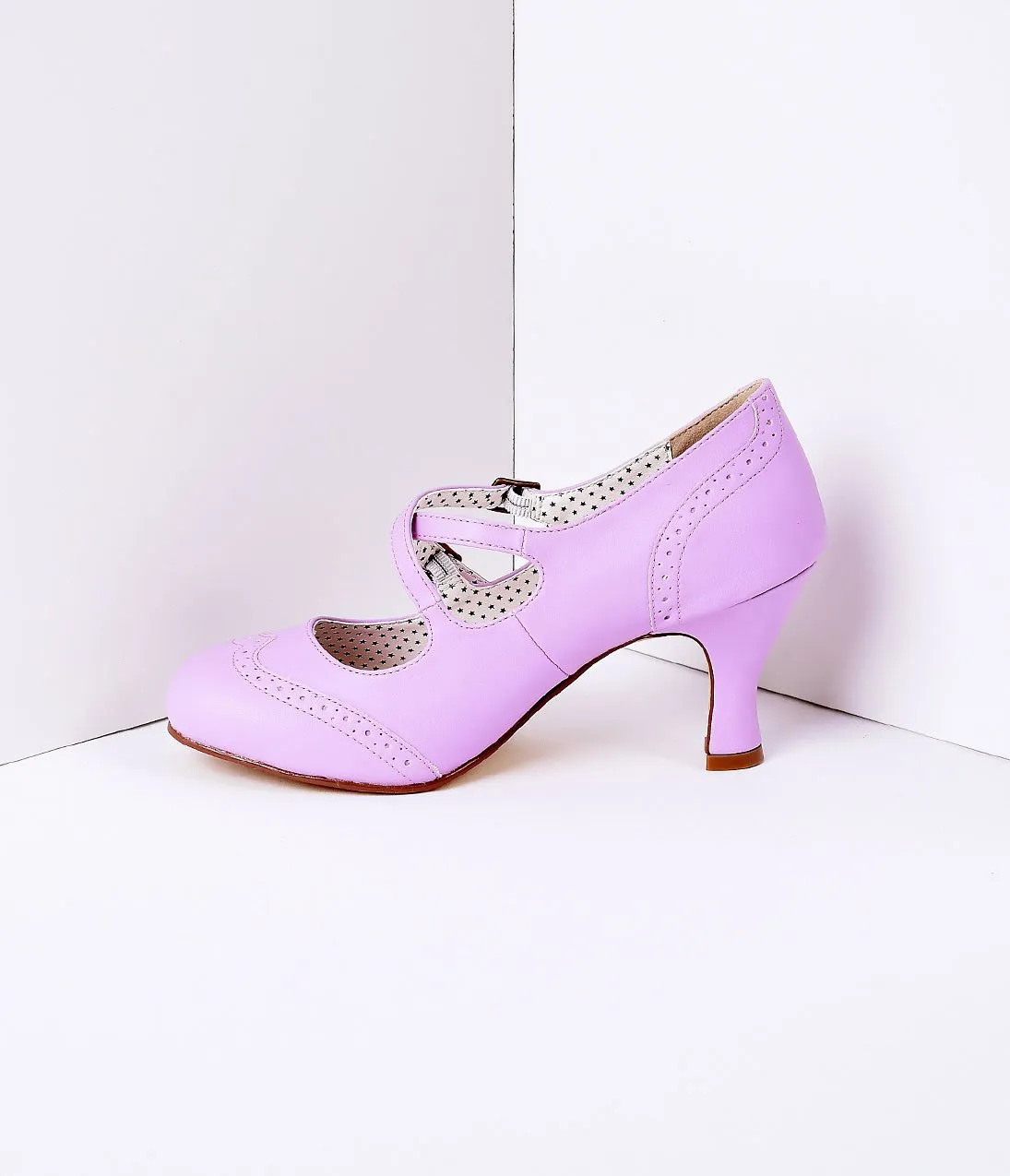 Lavender Faux Leather Detailed Heel