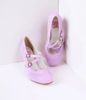 Lavender Faux Leather Detailed Heel