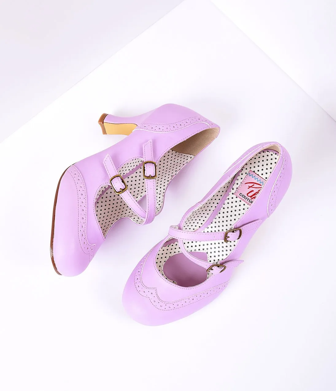 Lavender Faux Leather Detailed Heel