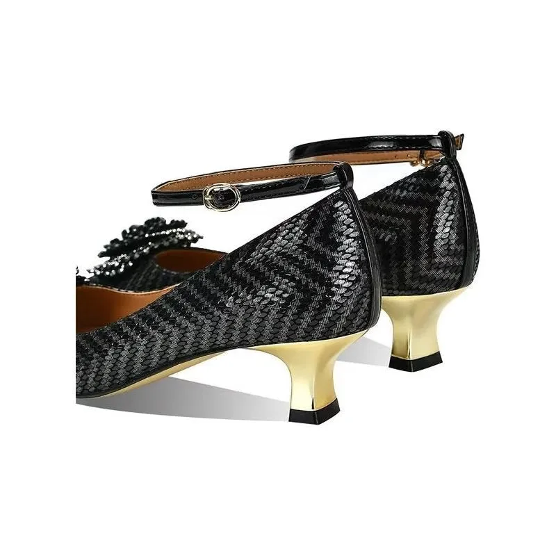 Leather Chic Exotic Pattern Office Lady Heels