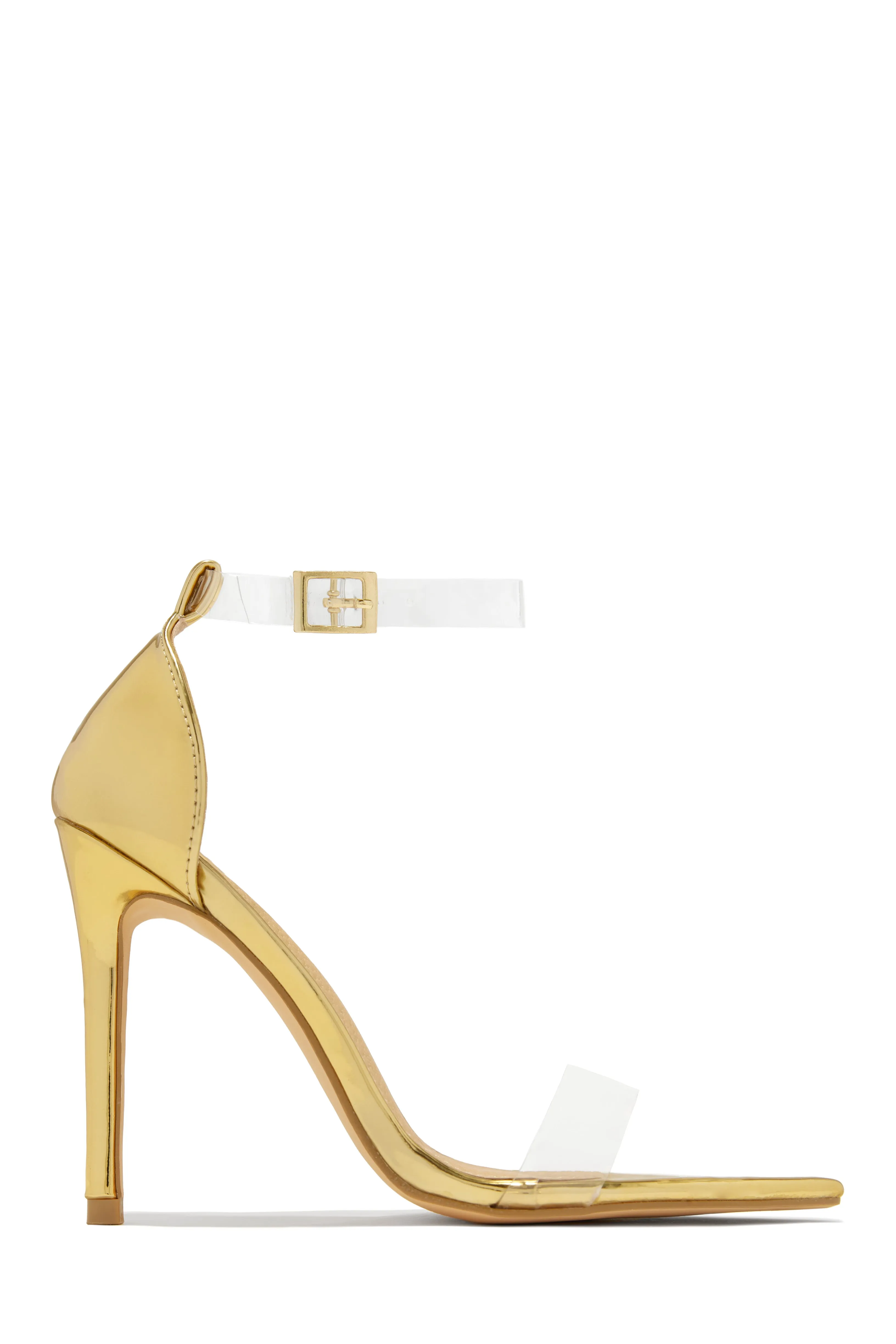 Love Me Better Clear Strap High Heels - Gold