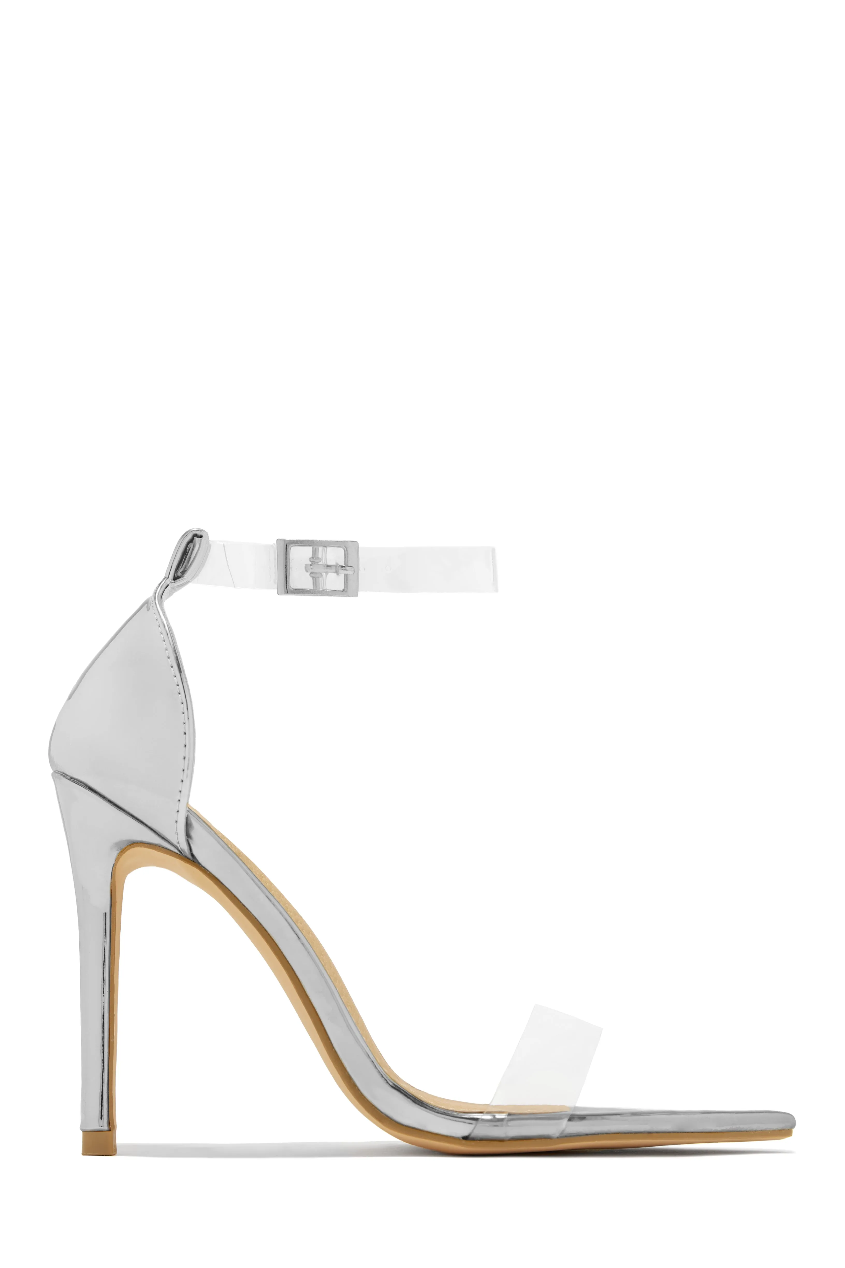 Love Me Better Clear Strap High Heels - Gold