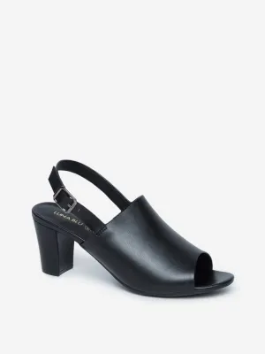 LUNA BLU Black Peep-Toe Block Heel Sandals