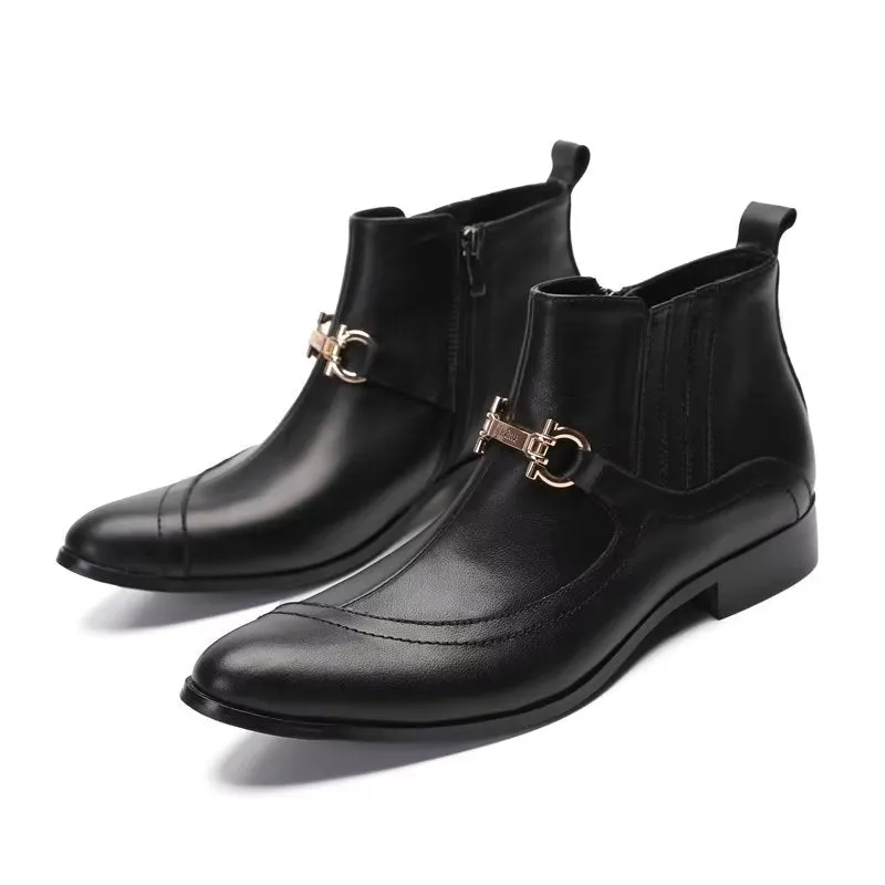 Luxury Leather Chain Detail Boots