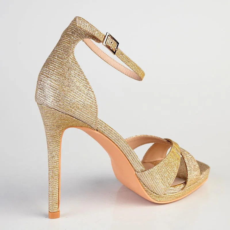 Madison Azaria Cross Over Platform Sandal - Gold