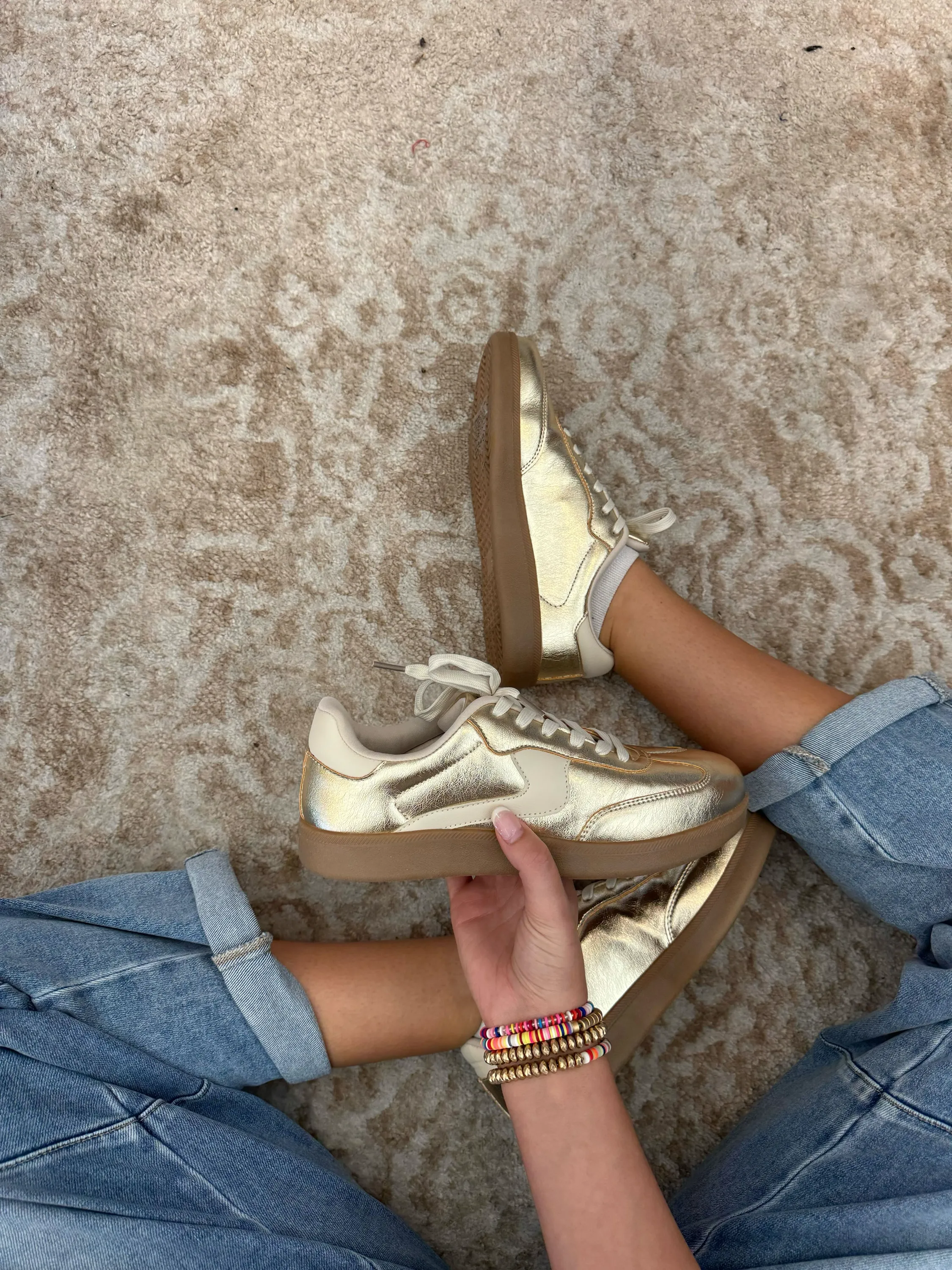 Maggie Metallic Gold Sneakers