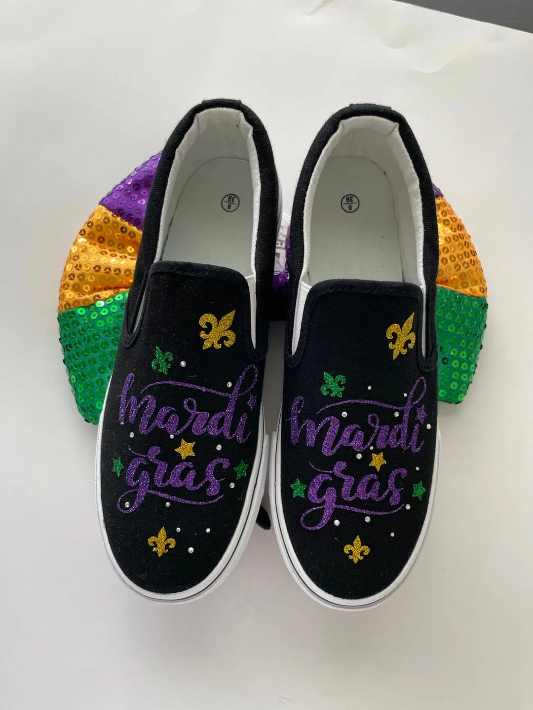 Mardi gras Rhinestone Sneakers/Mardi gras slip on shoes