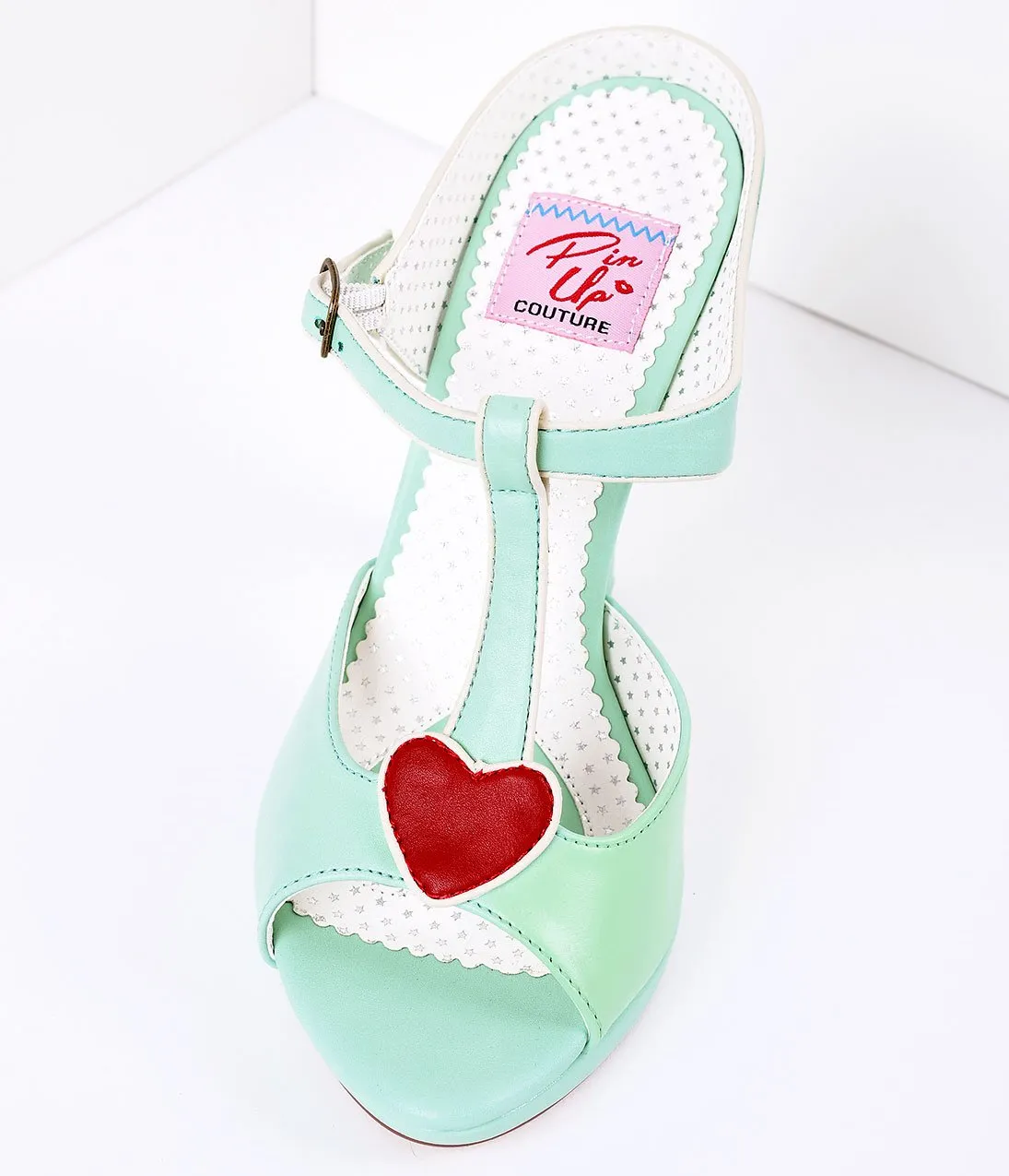 Mint Faux Leather Heart Detail Sandal