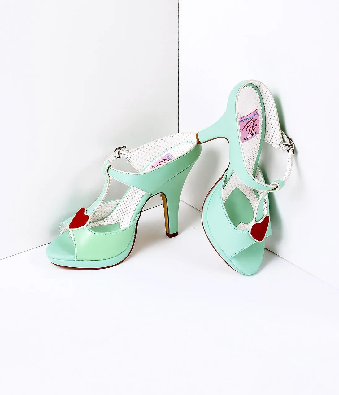 Mint Faux Leather Heart Detail Sandal