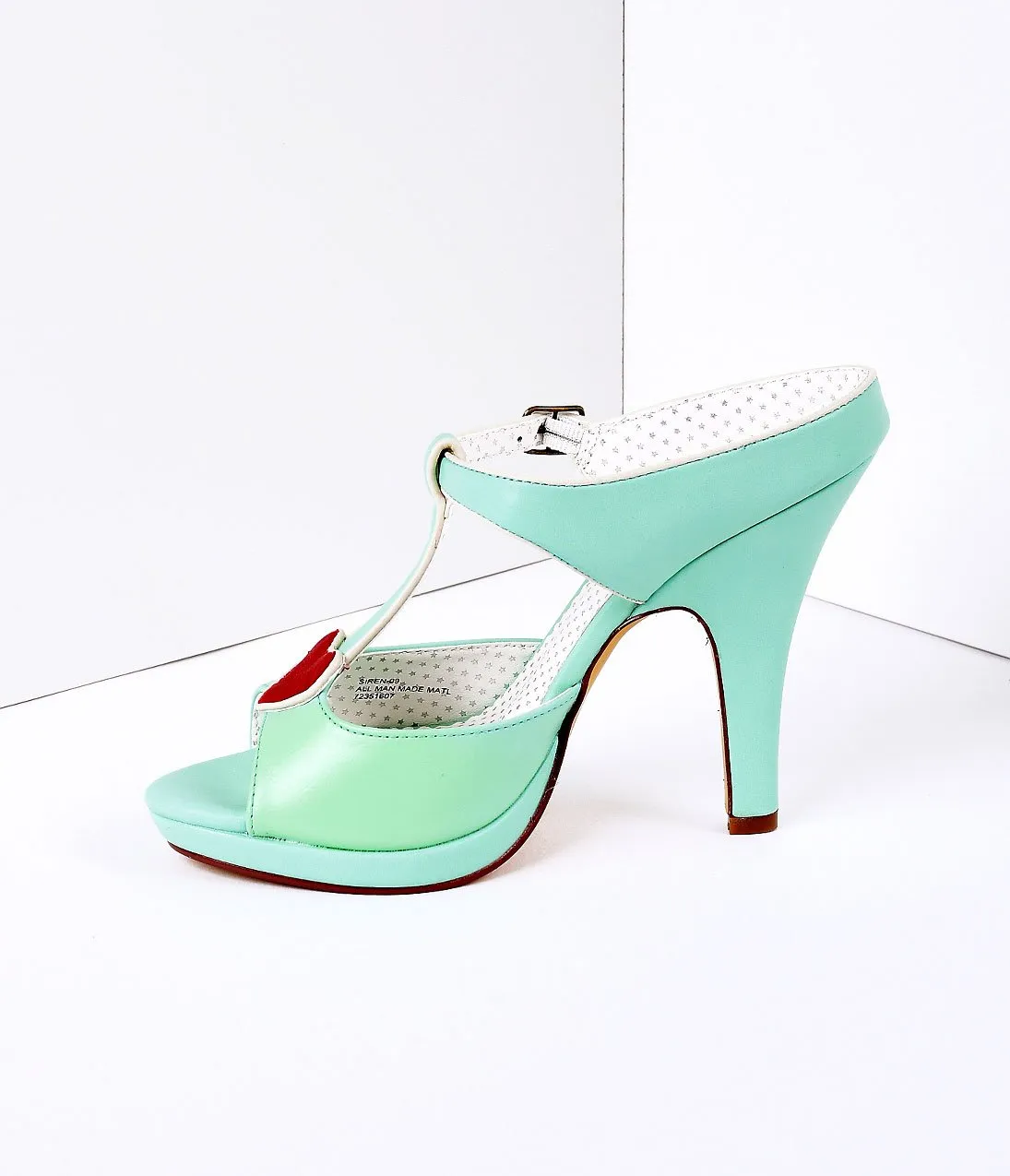 Mint Faux Leather Heart Detail Sandal